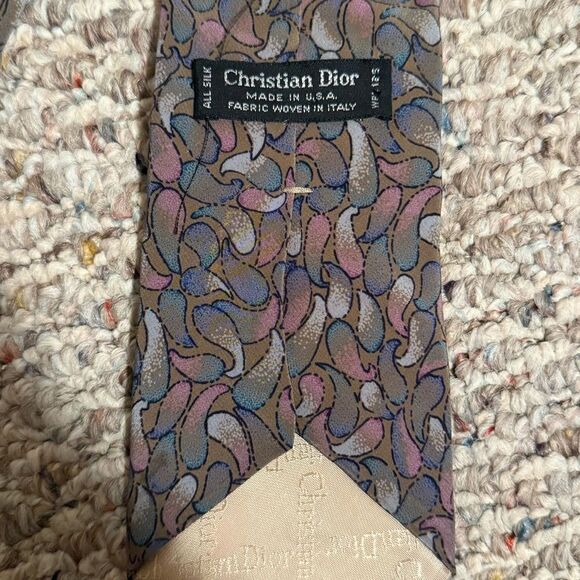 Vintage Christian Dior 100% Silk Men’s Tie Abstract Print - Picture 4 of 4